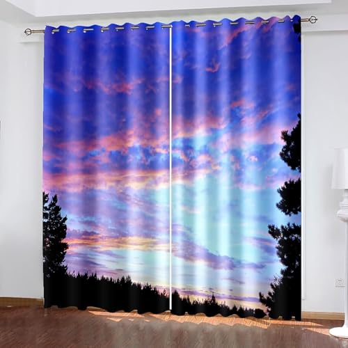 Fenstergardine Landhaus, Gardine Landhausstil Rosa Blau Himmel Wolken...