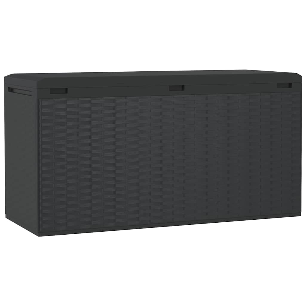 Caja de jardín antracita de polipropileno, 114 x 47 x 60 cm, con 290 L de espacio de almacenamiento, se puede cerrar, resistente a la intemperie y estable, para balcón, terraza, exterior, ideal