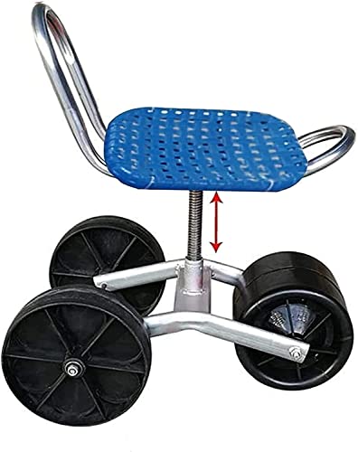 VIETOL Garden Rolling Work Seat with 3 Wheels, 360° Swivel Seat, Garden Rolling Work Seat, Cart Stool Adjustable Swivel Seat for Weeding, Gardening and Outdoor Lawn Care