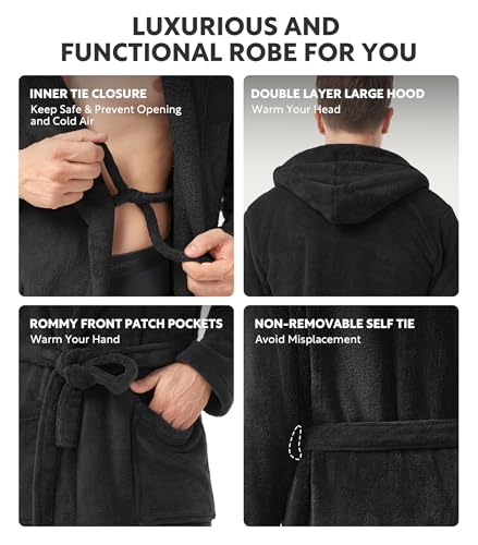 Image of DAVID ARCHY Men's Soft Fleece Plush Robe Full Length Long Bathrobe