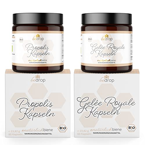 bedrop | Propolis & Gelée Royale Kapseln im Set | 2x 60 Kapseln (100% Imker-Qualität - Bio-Qualität - kleine Kapseln) Cover