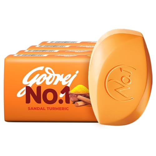 Godrej No.1 Bathing Sandal & Turmeric Grade 1 Soap with Long-lasting Fragrance (150g each)- Combo Pack of 4
