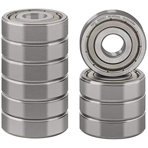 XIKE 10 Pcs 6200ZZ Double Metal Seal Bearings,Pre-lubricated and Stable Performance and Cost Effective,Deep Groove Ball Bearings 10x30x9mm Cover