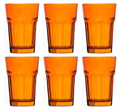 Topkapi 250.881 Longdrink – 6 Stück Miami Sunshine Orange Glas-Set XL-Gläser (36 cl) für Cocktail, Longdrink, Mojito, Saft, Wasser, Höhe ~12 cm