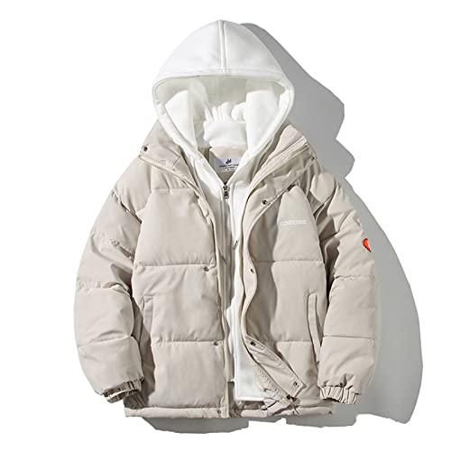 tuduoms Couples 2 in 1 Winter Coat Hooded Lightweight Baggy Puffer Jacket Thicken Padded Down Coat Snow Jacket for Women Men