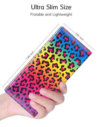 Image of Nipichsha Womens Wallet, RFID Slim Wallets for Women, Thin Ladies Credit Card Holder Purse, Cute Leather Bifold Clutch Billfold with 11 Card Slots & ID Window, Colorful Leopard Print