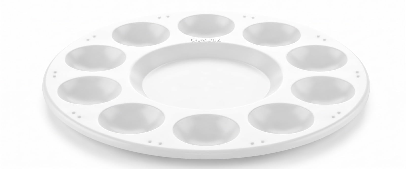 White Round Paint Palette Tray Plastic Mixing Palette with 10 Wells for Watercolor Acrylic Oil and Gouache Painting Art Craft DIY Supplies for Kids and Artists White-image-45