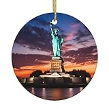 WHJSSF Statue de la Liberté, USA Impression de Noël Céramique Décoration Circulaire Intérieur Cadeau - 7,4 cm