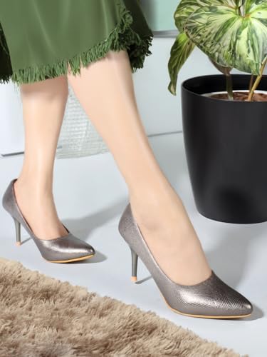 Image of Carlton London Women Stylish Slipon Pump Shoes with Stiletto Heels, Pointed Toe