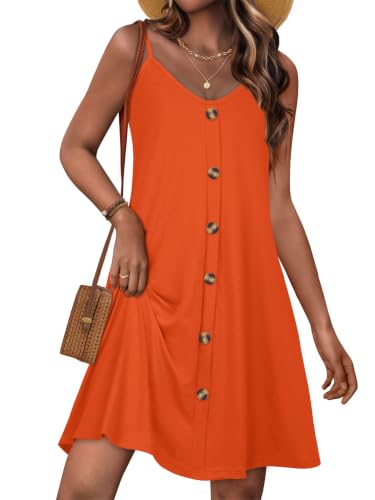 Image of Summer Dresses for Women Spaghetti Strap Sundress Beach Cover Up Dress