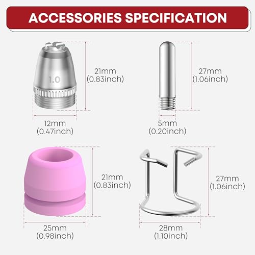 Image of SILATU 50Pcs AG60P Plasma Cutter Torch Consumables, .040'' SG-55 AG-60 WSD-60 Plasma Cutter Tips for SILATU STC750P, STC650P, STC550P, CUT-55 and CUT-50 Plasma Cutter