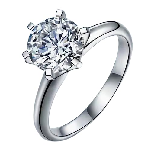 Bague en argent 925 solitaire diamant simulé haut de gamme à coupe ronde éclatante