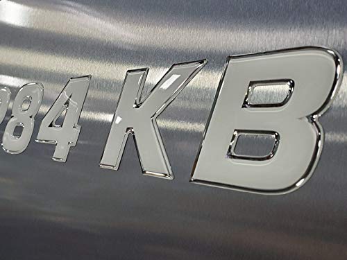 Boat & Jetski Registration Numbers - Domed/Raised Decal (16 pcs) White Center/Chrome Outline (Wake Series)
