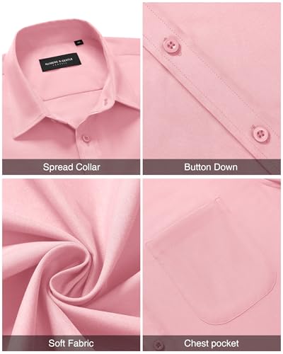 Image of Alimens & Gentle Men's Short Sleeve Dress Shirts Wrinkle Free Untucked Casual Button Down Shirt