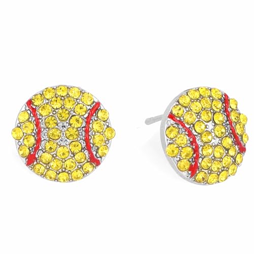 2pcs Softball Stud Earrings Zinc Alloy Stylish Softball Earrings with Diamonds Dainty Sport Jewelry Gifts Accessories for Women