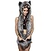 Produktbild Deloito Damen Multifunktion Mode Schal Mützen Handschuhe Kunstpelz Tier Ohr Hut Mädchen Cosplay Performance Oberbekleidung Kleidung (A,Freie Größe)