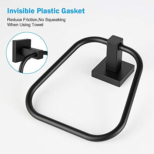 Joubu Bathroom Towel Holder Round Black Rustic Hand Towel Ring Wall Mount Heavy Duty Bath Towel Rack Sus304 Stainless Steel Towel Hanger Bathroom Accessories Matte Black #TOP4
