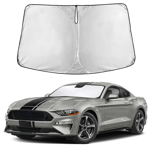 Image of Autovir Windshield Sun Shade Fit for 2015-2024 2025 2026 Ford Mustang Sunshade, Front Car Window Shades Sun Visor, Blocks UV Rays & Heat, Car Accessories