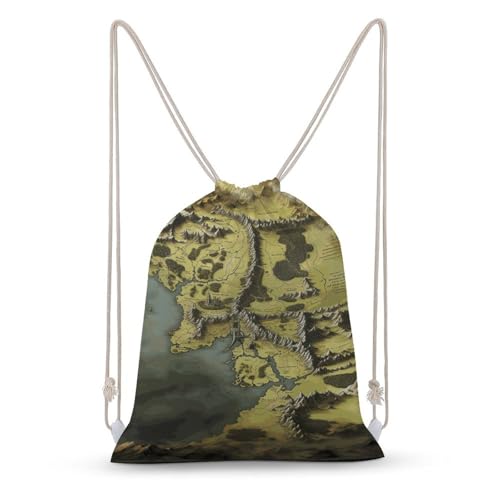 Middle Earth Map Drawstring Backpack Gym Bag Lightweight Sackpack Gift for Hiking Travel Beach Shopping