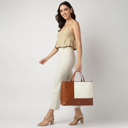Image of Fastrack Colourpop Laptop Tote | Faux-Leather Women's Handbags | 15 inch Laptop Tote For Workwear And College, Brown