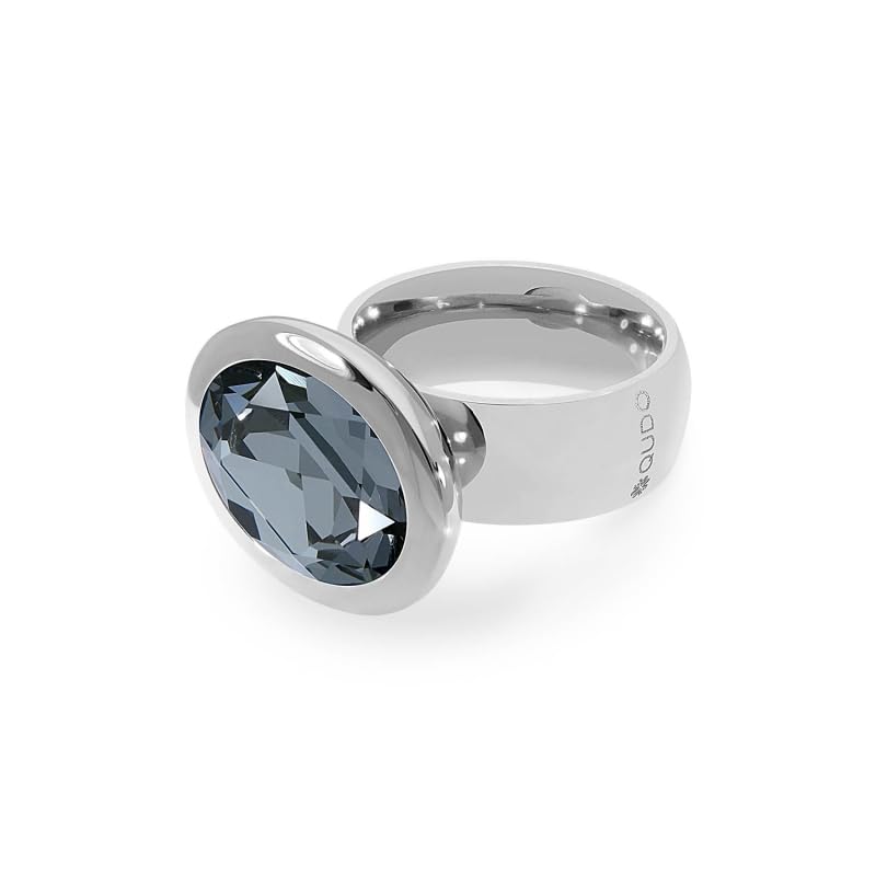 Bague en acier inoxydable anthracite Qudo Tivola Grande hypoallergénique