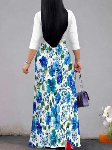 Image of PinkPatty Plus Size Dresses for Curvy Women V Neck Flowy Long Sleeves Wrap Maxi Dress Travel Vacation Outfits