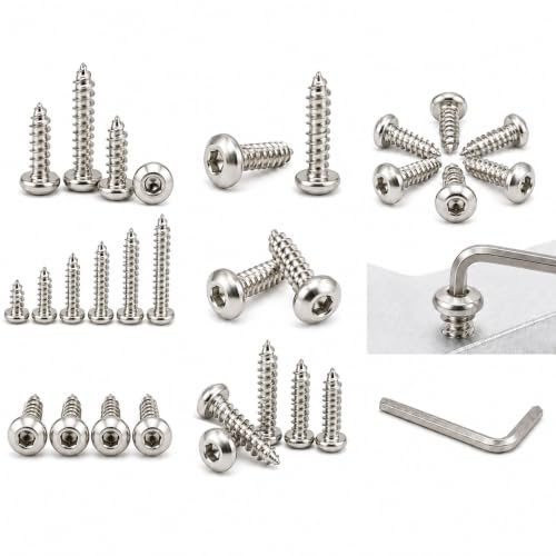 Image of Rely⇒VP INDUSTRIES (Pcs-25) No.8x16 mm Allen Button Head Self-Tapping Screw - Black Zinc, Button Cap Head for Furniture, Crib, Bunk Bed, Cot, and Bolt Assembly