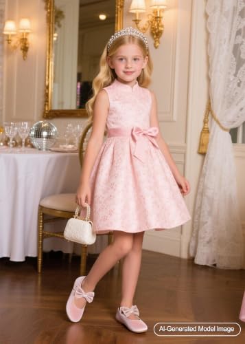Image of PHIRAMIN Toddler Flower Girl Glitter Dress Shoes Little Girl Ballet Flats Bow Wedding Party