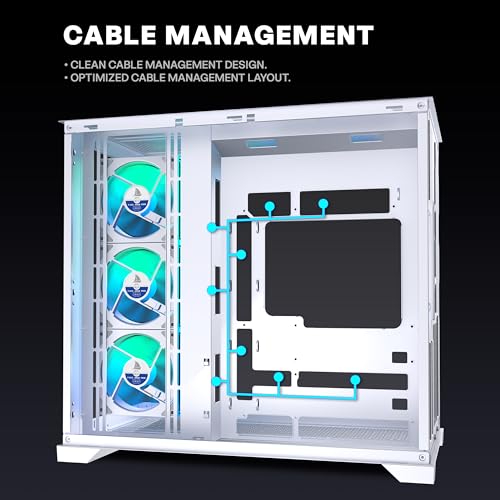 KEDIERS PC CASE ATX 8 Fans Pre-Installed, Type-C Mid Tower Computer Case with Full-View Dual Tempered Glass, Gaming PC Case,H9 (White) by KEDIERS - Image 8