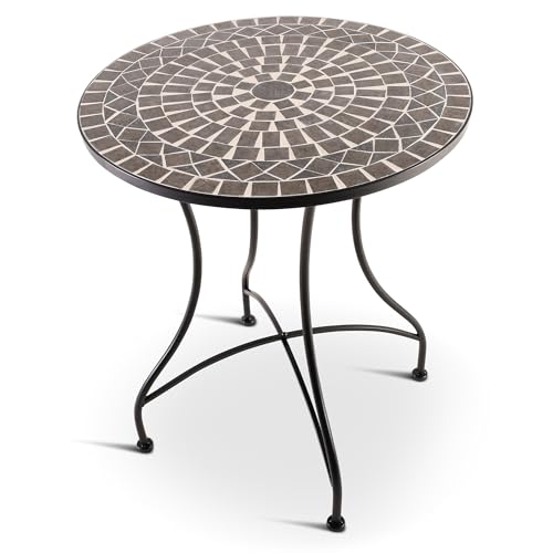 MACOShopde by MACO Möbel Raburg Mosaiktisch, 60 cm Ø, runder Gartentisch mit Mosaikmuster, Balkon- und Terrassentisch, mediterranes Flair, liebevolle Handarbeit, Mayla, Anthrazit-Marmor-Grau MACOShopde by MACO Möbel Raburg Mosaiktisch, 60 cm Ø, runder Gartentisch mit Mosaikmuster, Balkon- und Terrassentisch, mediterranes Flair, liebevolle Handarbeit, Mayla, Anthrazit-Marmor-Grau