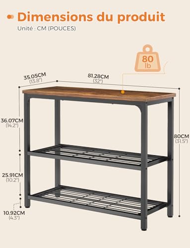 Console Entrée Industrielle 80cm Bois Métal iSunirm