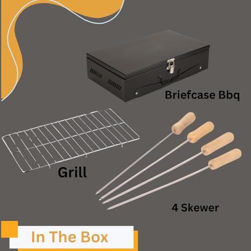 Image of Chefman Compact Briefcase BBQ Grill for Outdoor Cooking | Portable, Lightweight Design Perfect for Camping, Tailgating, and Backyard BBQs - Easy to Transport and Store Charcoal Grill