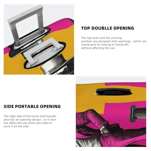 Funny Cat In Pink Elastic Travel Luggage Covers Dustproof Scratch-Resistant Suitcase Protector Fit 22-24 Inch3