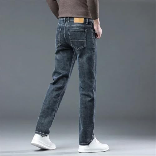 Hndudnff Men Thin Straight Jeans Stretch Casual Business Breathable Trousers Comfortable Denim Pants2