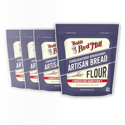 Bob's Red Mill Artisan Bread Flour, 3 Pound (Pack of 4) - Unbleached, Unbromated, Non-GMO, Vegan