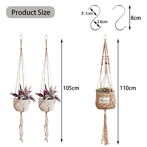 DKDDSSS 3 Pack Plant Hanger, Macrame Hanging Planter Pot Holder, Cotton Rope Flower Pot Hangers Basket - Image 2