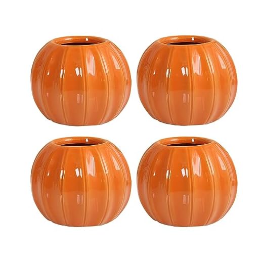 WAIT FLY Creative Pumpkin Shape Ceramic Vase for Flower Dry Flower Hydroponic Planter Decorative Vase for Home Room Office Party Wedding-4 PCS-Orange
