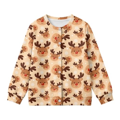 Image of Girls Cardigans Sweater Long Sleeve Crew Neck Button Down Sweaters School Outerwear for Kids Fall Winter Tops