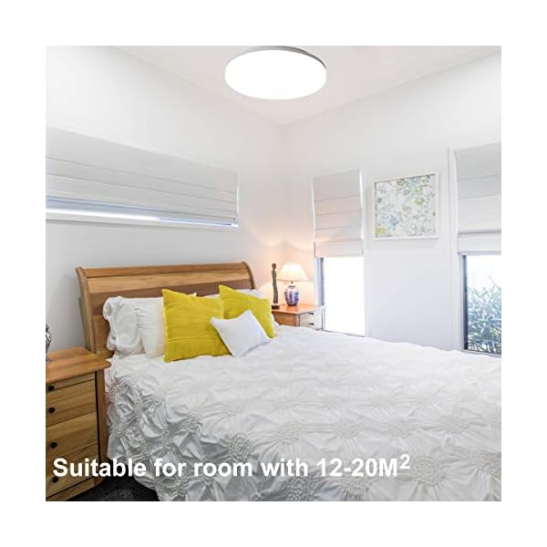 Aogled LED Deckenleuchte 24W 2400LM 4000K Naturweiß Rund,28CM Durchmesser,180 Abstrahlwinkel,IP54 wasserdicht,Wohnzimmer… – Bild 6