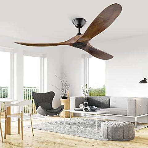 XSGDMN Deckenventilator mit Fernbedienung, Deckenventilator ohne Licht, DC Deckenventilator holz, 6-stufiger reversibler leiser DC-Motor für Schlafzimmer Wohnzimmer Bauernhaus Veranda (132cm/52'') Cover