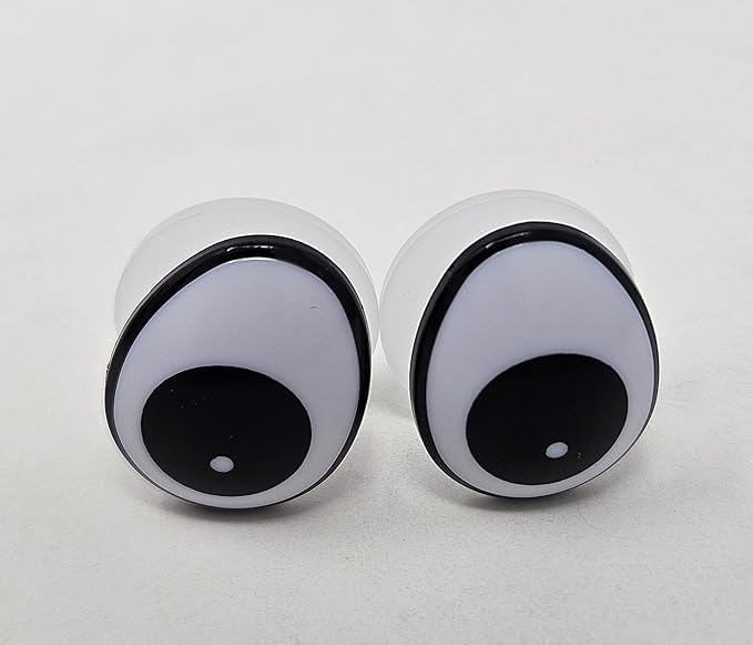 Zim's 20mm Egg-Shaped Black and White Comical Cartoon Plastic Safety Eyes for Craft Amigurumi Dolls, Toys or Puppets (Bulk Pack of 144)
