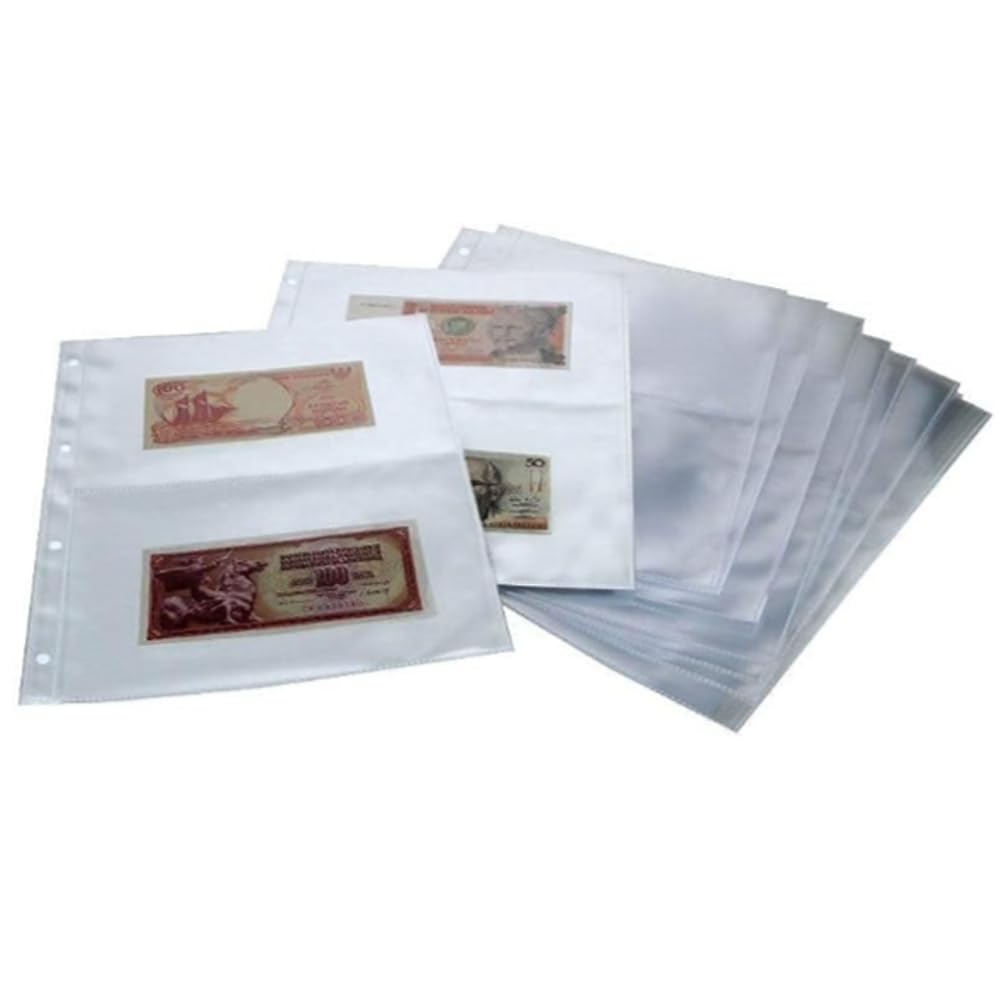 SAFE 5479C Pochettes Billets A4 (x100) – 2 Compartiments 215×145 mm – Feuilles sans plastifiant – Rangement sécurisé pour Billets Grands formats – Compatibles 7921 & classeurs A4