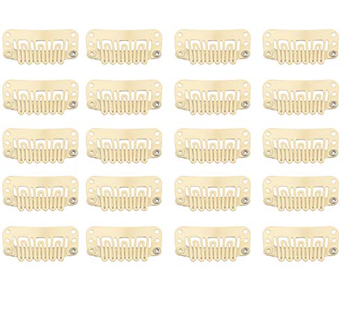 20Pcs Hair Extension Clips U-Shape Stainless Snap Clips For Wigs, Hair Extensions,Hairpieces,Wig Accessories Clips, Wig Combs (Beige) #TOP2