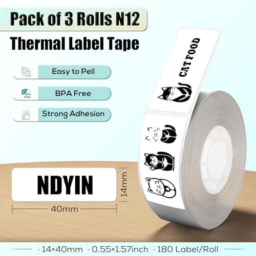 Image of Labels N12 Label Maker Tape14x40mm, 3-Roll White
