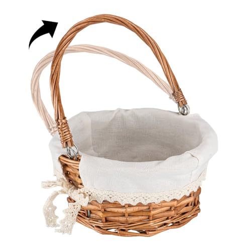 Weidenkörbchen-Set mit Baumwolleinlage, 3 Größen, romantischer Vintage-Look (braun)