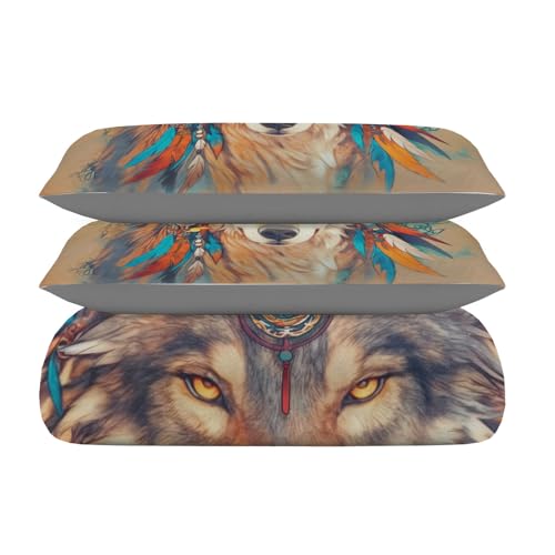 Couette 140x200cm loup réversible en microfibre douce avec zip invisible - 4
