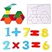 Lewo 203 PCS Pattern Blocks Set Activity Cards Wooden Geometric Shape Puzzles Tangrams Set Educational Toys for Kids
