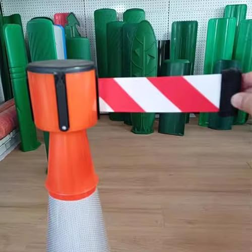 Cone-Mounted Retractable Belt Barrier, 6.6/9.8/16.4FT Retractable Traffic Cone Topper Tape, for Blocking Traffic and Pedestrian Areas(A,2M(6.6FT))