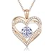 CDE Forever Love Heart Necklace 925 Sterling Silver Rose Gold Plated June Birthstone Pendant Necklaces for Women with 5A Cubic Zirconia Jewelry Birthday Gift