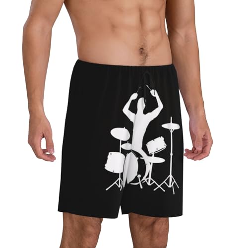 Mens Pyjama Shorts Drummer - Super Soft Lounge Shorts Pj Bottoms With Pockets Drawstring2